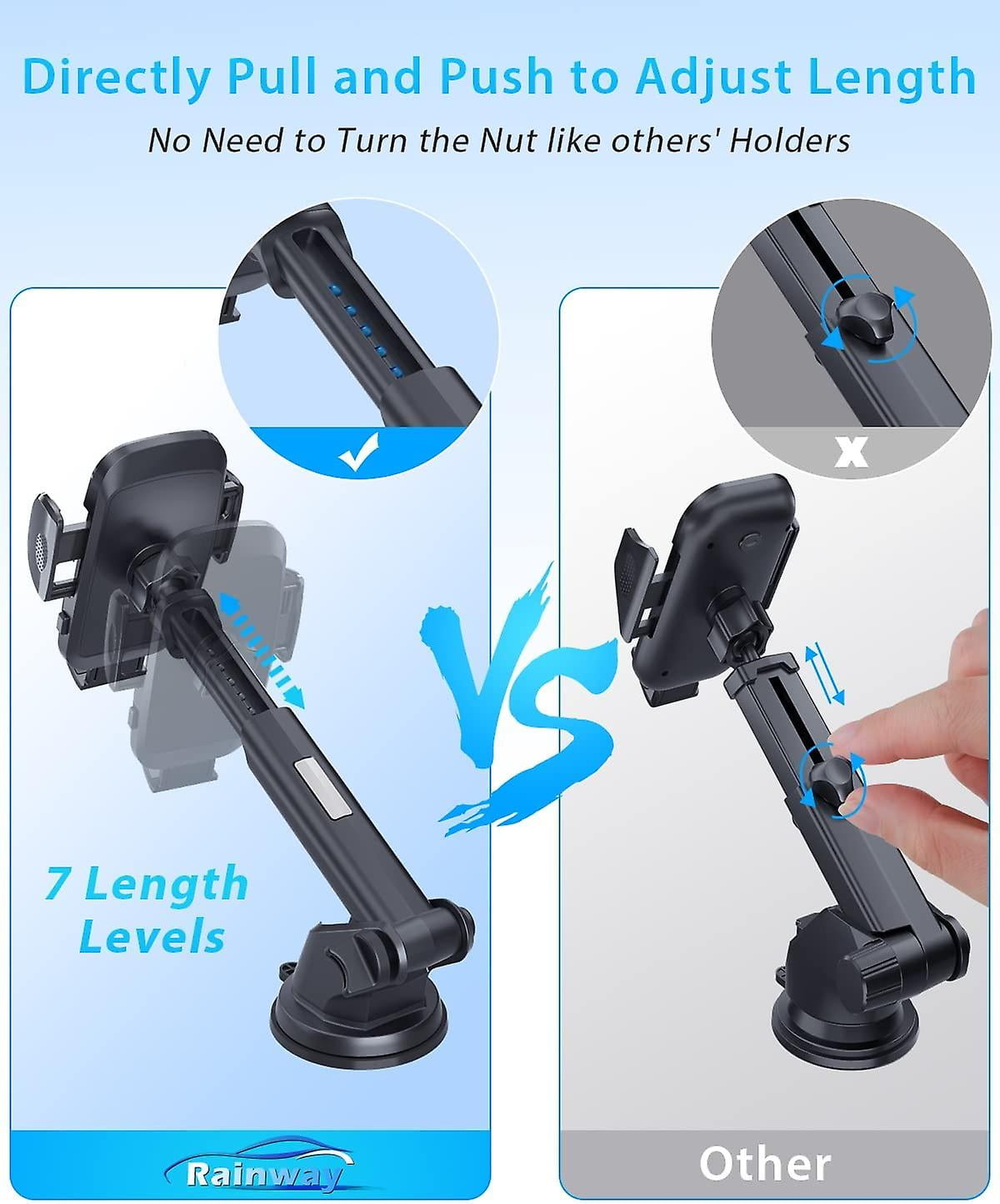 Bras D'extension Flexible 360° 17mm Pour Support Voiture - Ajustable Pour Grilles D'aération Et Tableau De Bord