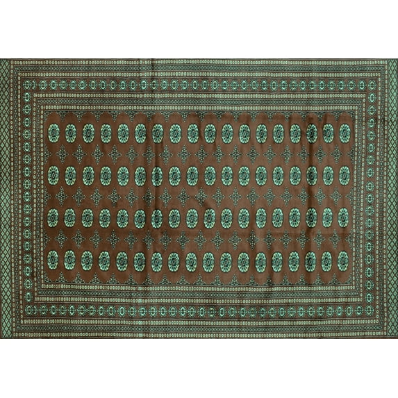 Ahgly Company Machine Washable Indoor Rectangle Southwestern Turquoise Blue Country Area Rugs, 6' x 9'
