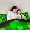 thumbnail image 5 of Homewish Black Green Plaid 2pcs Bedding Comforter Set For Female Men Adults,Abstract Geometric Buffalo Twin Comforter Sets,Futuristic Cubes Breathable Bedding Set,Microfiber Bedroom Decor,Reversible, 5 of 8