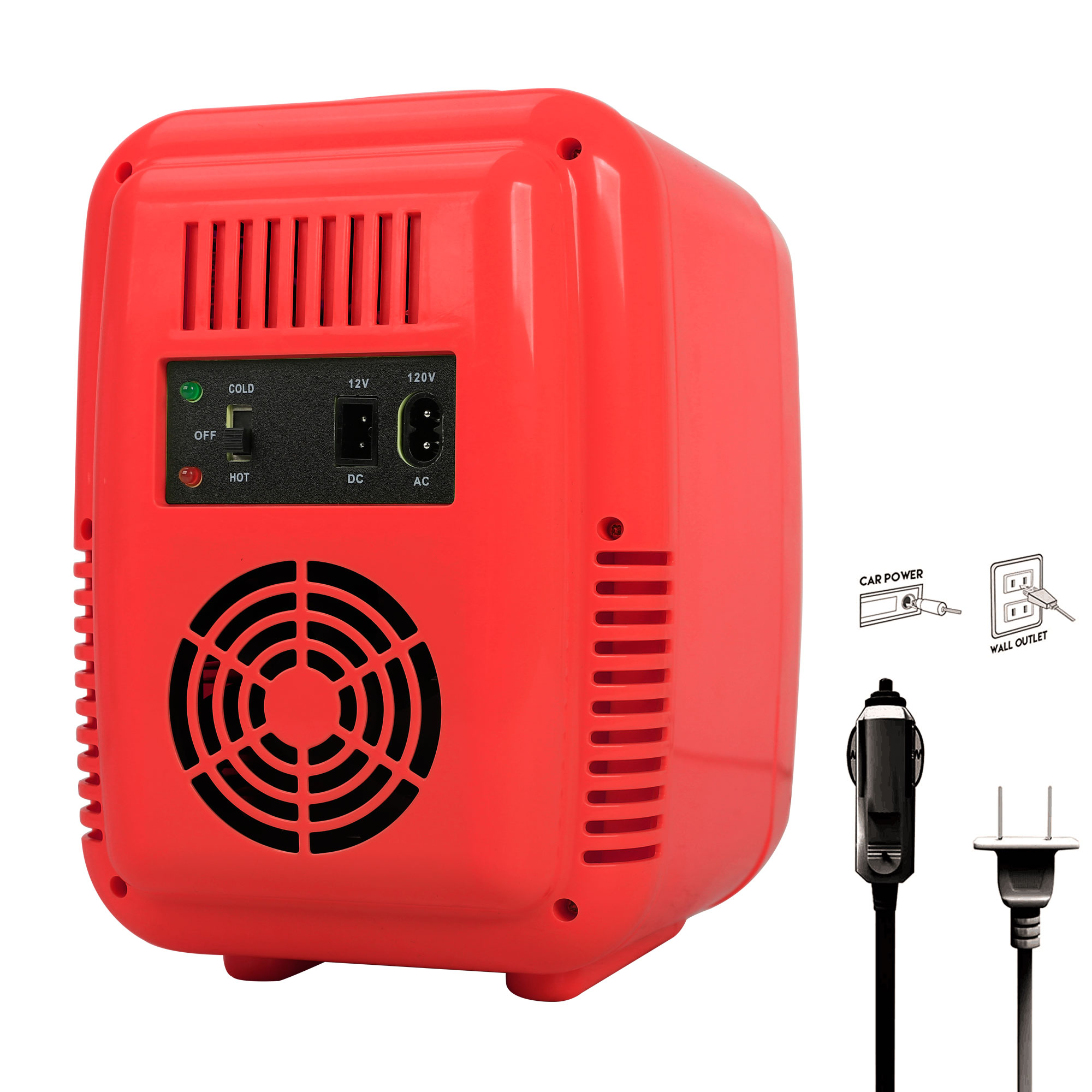 Caynel Portable Thermoelectric 4 Liter Mini Fridge, Red