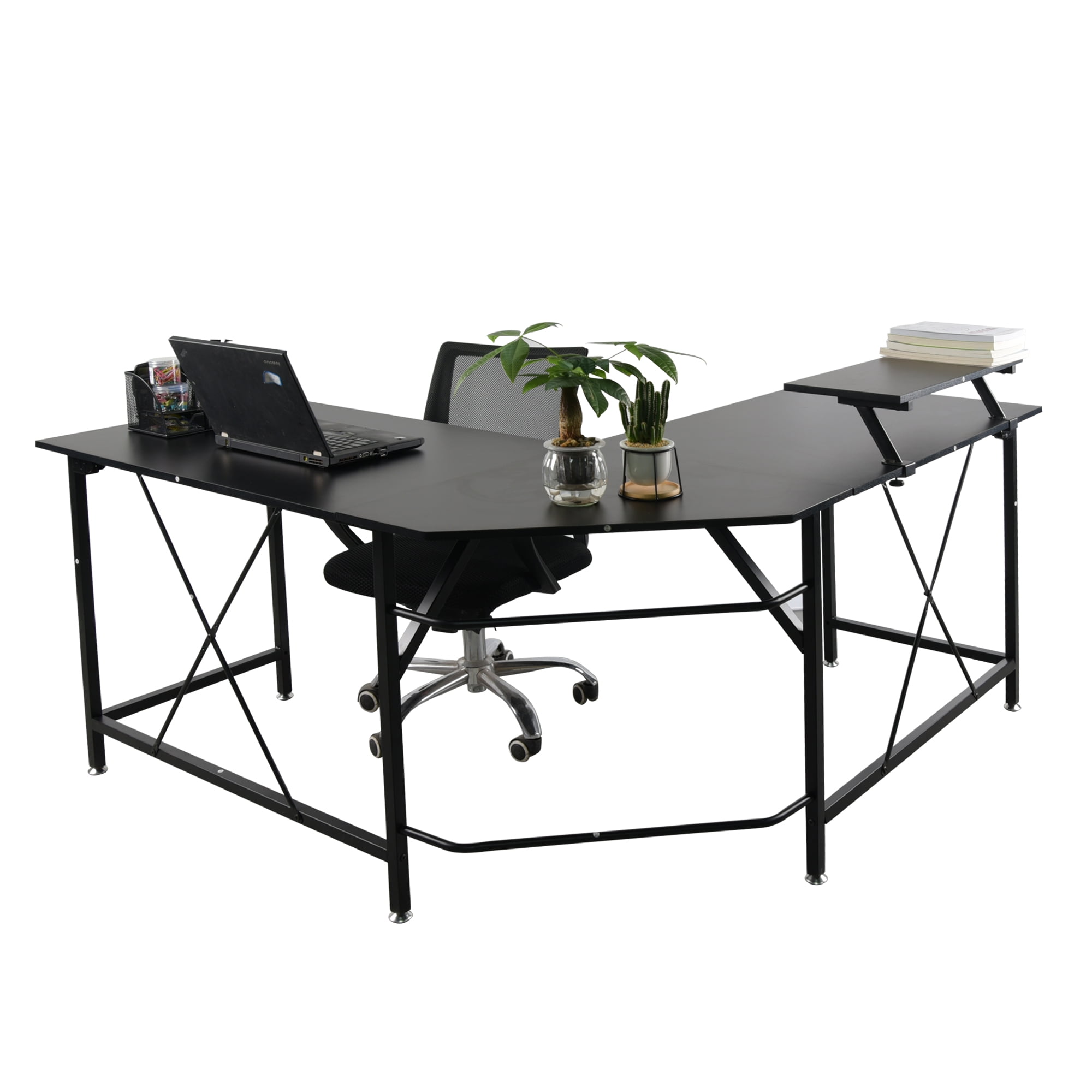 L Shaped Desk Home Office Desk with Round Corner Modern Sturdy Computer