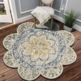 thumbnail image 3 of Laddha Home Designs 4' Gray and Yellow Petaled Edge Hand Tufted Area Throw Rug, 3 of 9