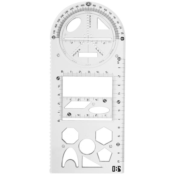 KAKOWELY Students Drawing Stencil Multi-functional Engineering Ruler Office School Supply,7.87X"X3.35"X0.12"
