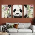thumbnail image 6 of Shadudu Panda Bear Flowers Canvas Wall Art Triptych Set Modern Prints 3 Pieces 12x16 Inches Unframed 12"x16"x3pcs, 6 of 6