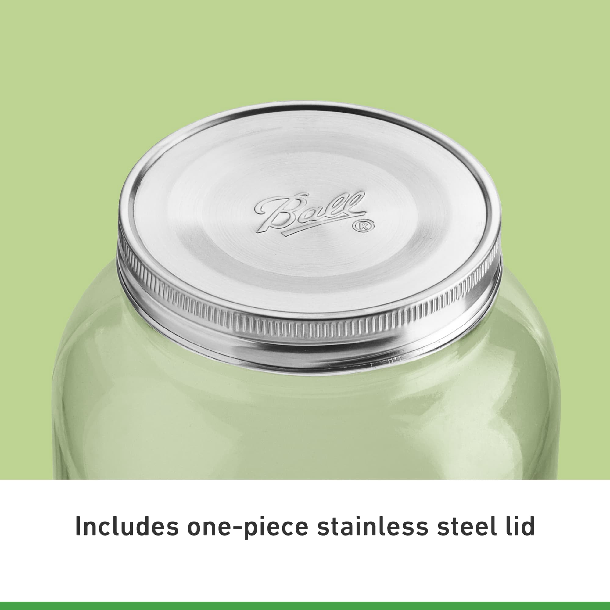 (2 pack) Ball Decorative Mason Jar with One Piece Stainless Steel Lid, gal. (128oz.)