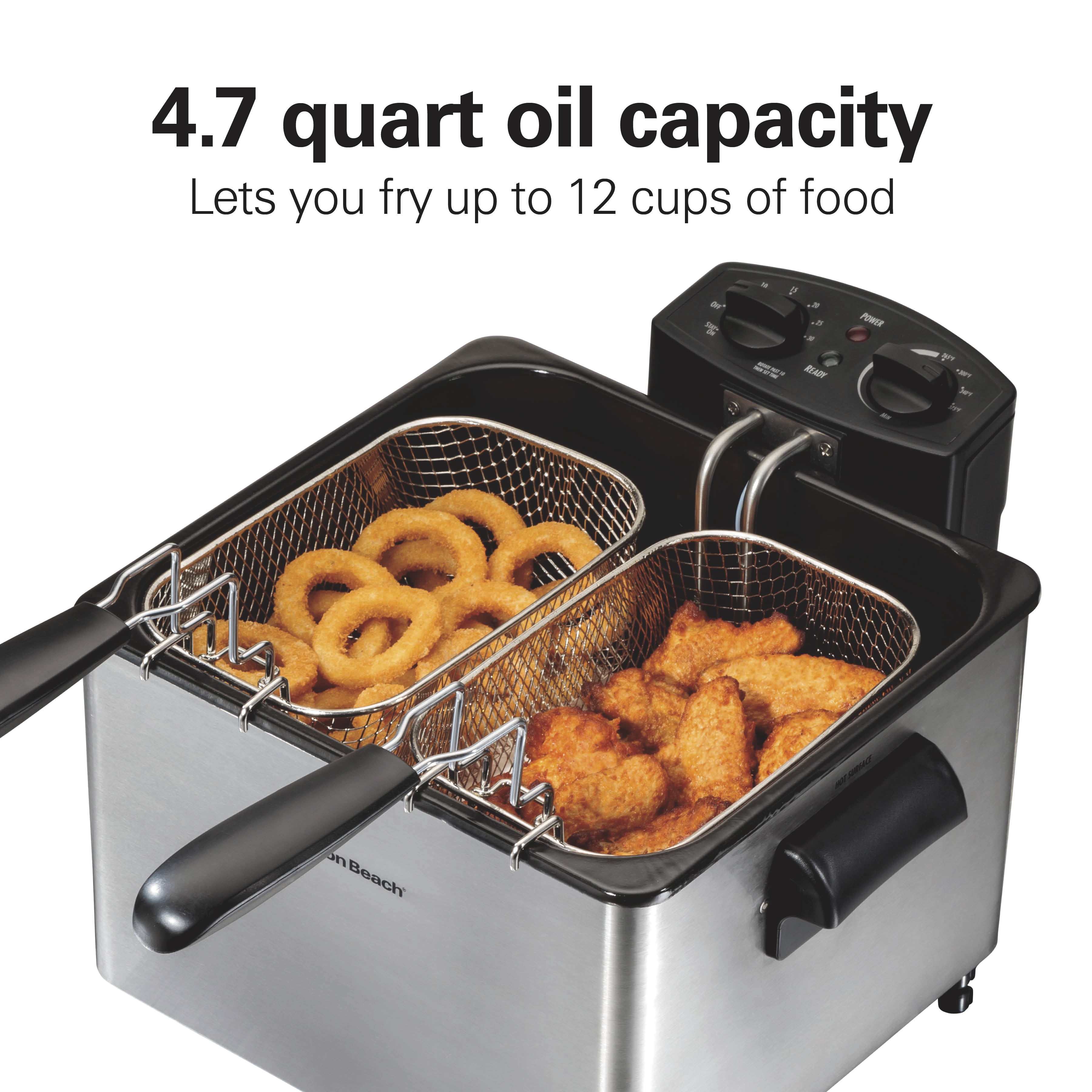 Hamilton Beach Cool-Touch Deep Fryer, 2 Liters/8 Cup Oil Capacity with  Basket Hooks - 35021