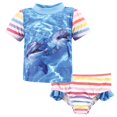 thumbnail image 1 of Hudson Baby Unisex Swim Rashguard Set, Girl Dolphin, 18-24 Months, 1 of 2