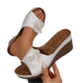 thumbnail image 3 of Womens Wedge Sandals Boho Flower Open Toe Platform Slides Shoes Summer Casual Slip on Walking Sandals, 39, 3 of 7