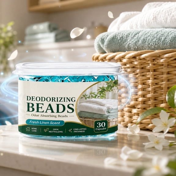 Deodorizing Beads for Cabinets and Restrooms, Solid Odor Eliminators for Enclosed Spaces, 30-Pack