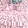 thumbnail image 3 of D.N.G. BEDDINGS 100% Egyptian Cotton 3 Piece Circle Ruffle Comforter Set with 1 Freebie Ruffle Pillow | 550 GSM Filled Microfiber - Twin/TwinXL Size, Light Pink Color - 800 Thread Count, 3 of 5