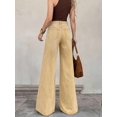 thumbnail image 3 of Womens Khaki High-Waisted Wide-Leg Denim Jeans, Casual Flare Pants, 3 of 26