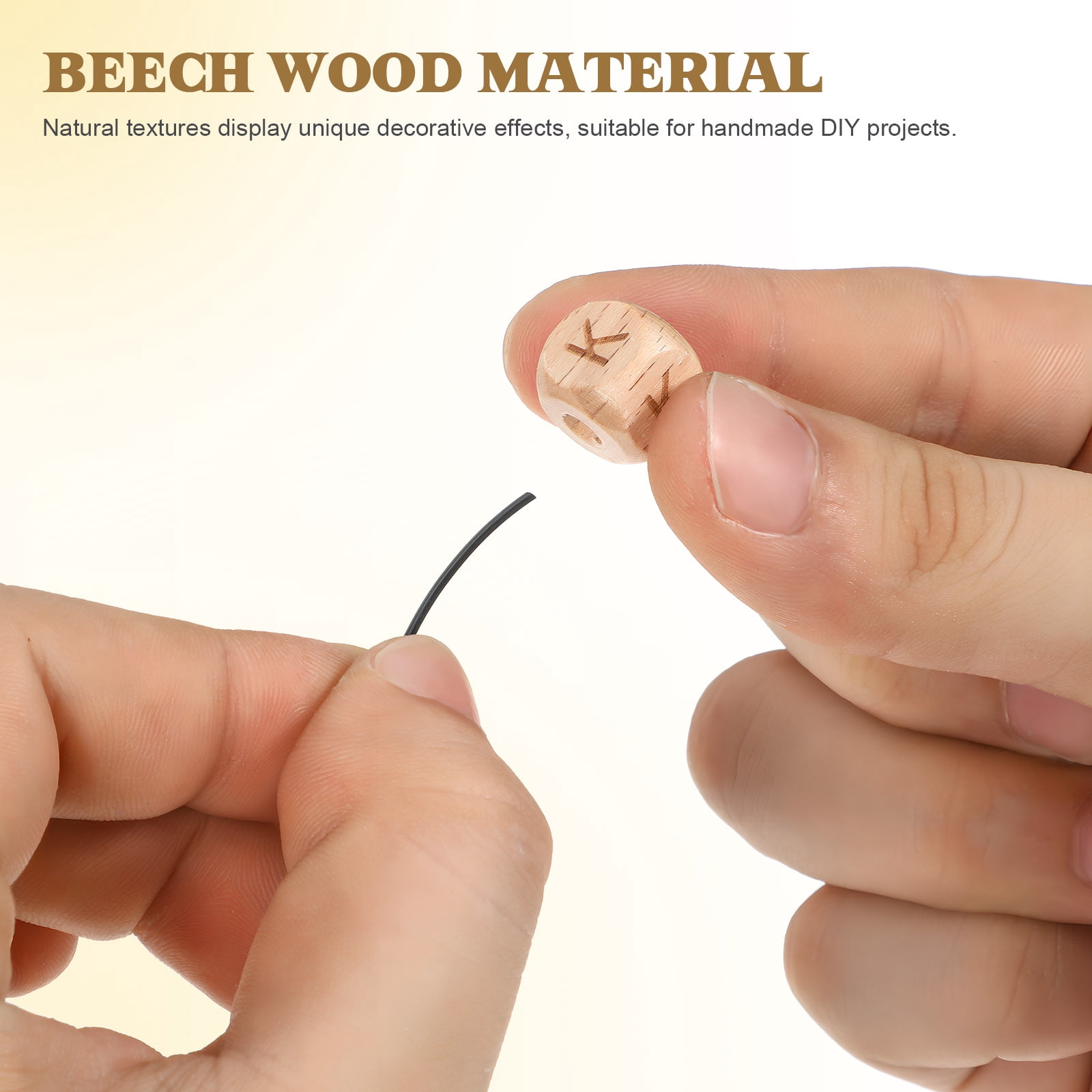 HOOWIFFY 260-Piece Natural Beech Wood Alphabet Beads Set for Jewelry Making, Crafting, Accessories and Projects