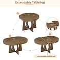 thumbnail image 5 of Extendable Round Dining Table Set, Mid Century Wooden Round Kitchen Table and 4 Upholstered Chairs, 5-Piece Dining Set Extendable Table with a 16-inch Leaf for Dining Room, Kitchen, Walnut, 5 of 9