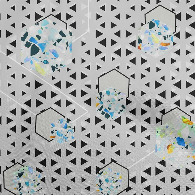 oneOone Rayon Light Gray Fabric Geometric Sewing Craft Projects Fabric Prints By Yard 56 Inch Wide-2K