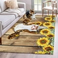 thumbnail image 2 of Hallway Runner Rugs 2.7x5 Ft, Farmhouse Cow Non Slip Area Rugs for Kitchen Bedroom Entryway, Vintage Country Sunflower Brown Wood Washable Carpet Runner Rug Floor Mats for Bedroom Home Decor, 2 of 9