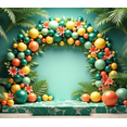 thumbnail image 4 of Tropical Theme Background Floral Decoration Colorful Balloons Party Backdrop for Tropical Party Celebration Summer Event Indoor Decor, 4 of 7