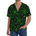 thumbnail image 3 of KLL Green Bright Web with Spiders Print Men's Shirt Short Sleeve Button Down Summer Cuba Beach Shirts- XX-Large, 3 of 7