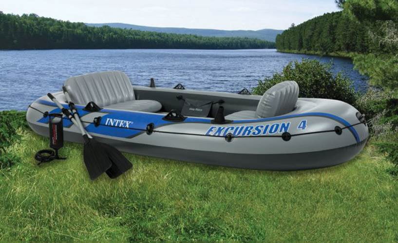Ntex Rafts Buy Intex Excursion 4 Inflatable Raft Set w/ 2 Transom Mount 8 Speed ...