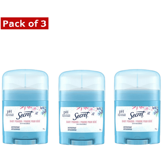 Secret Invisible Baby Powder Antiperspirant 14g - Pack of 3