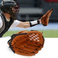 thumbnail image 1 of Guante de entrenamiento de béisbol/sóftbol para niños zurdos, de PVC marrón, para jugadores aspirantes, 1 of 8