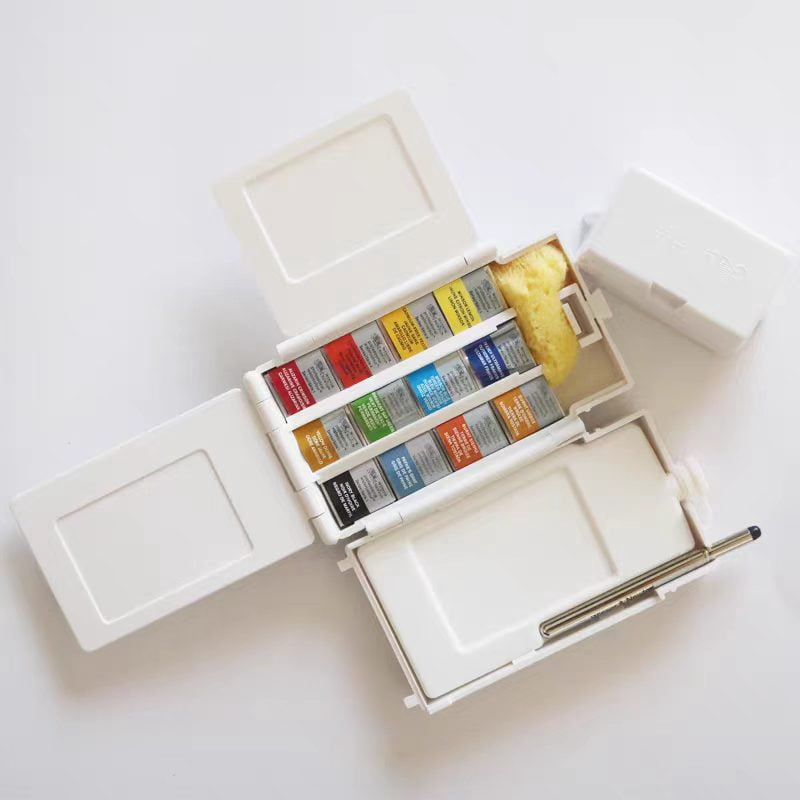Winsor & Newton Professional Watercolor Paint Set, Compact Set, 12 Half Pan and Accessories