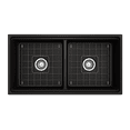 thumbnail image 6 of BOCCHI Contempo Apron Front Step Rim Fireclay 36 in. Double Bowl Kitchen Sink with Protective Bottom Grid and Strainer in Matte Black, 6 of 6