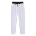 thumbnail image 4 of WTOBBY Men's Fleece-Lined Loose Athletic Pants, Winter Color Block Joggers with Pockets, Warm Casual Sports Pants for Cold Weather Activities,White 2XL, 4 of 5