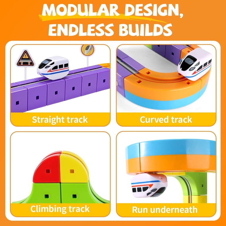 WLBES 3D Electric Train Set, 55-Piece DIY Track Building photo 8