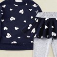 thumbnail image 4 of Cdudpw Toddler Girl Clothes Girls Fall Outfits Kids Clothing Winter Long Sleeves Ruffle Hems Top Pant Heart Print Set(Y213-Blue), 4 of 4