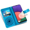 thumbnail image 5 of Asuwish Compatible with Samsung Galaxy A22 5G Wallet Phone Case and Tempered Glass Screen Protector Flip Credit Card Holder Stand Mandala Flower Cell Cover for A 22 22A A22s G5 Women Men Blue, 5 of 9