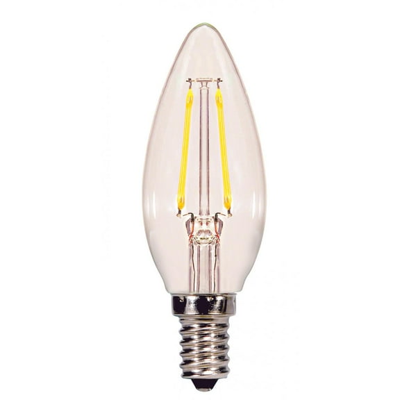 Satco S21700 2.5 watt B11 LED; Clear; Candelabra base; 2700K; 180 lumens; 120 volts; Carded 2-PACK NON-COMPLIANT