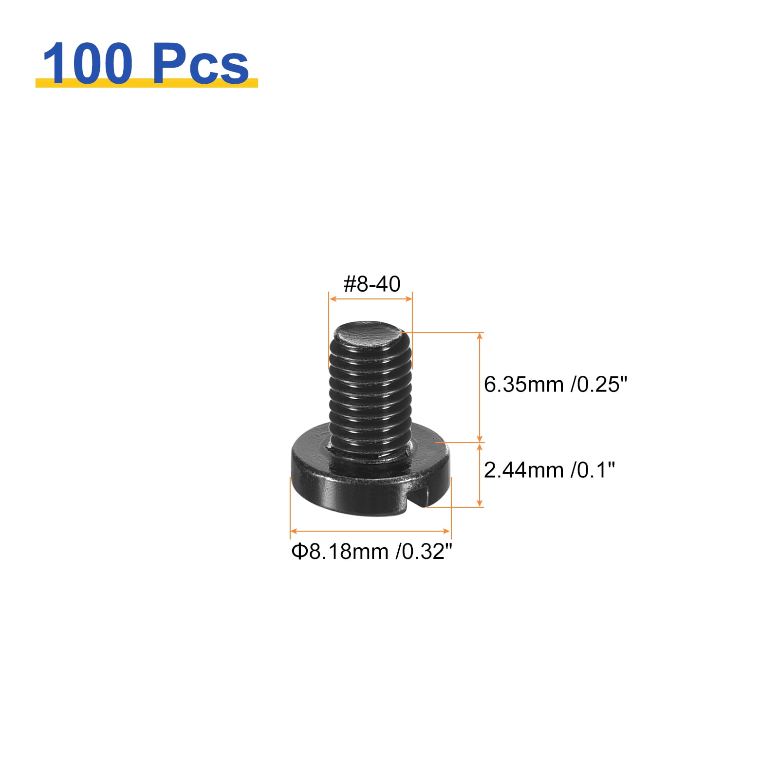Uxcell Black Oxide Slotted Button Head Screws,100Pcs 8-40 x 1 4"  Carbon Steel Machine Screw for Furniture Installation