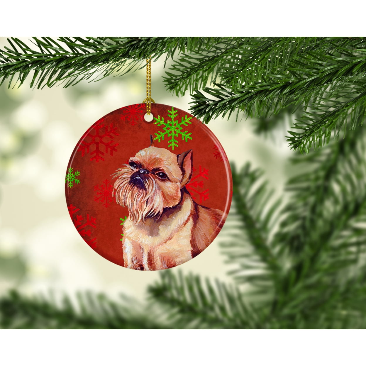 Caroline's Treasures SS4711-CO1 Decorazione Natale In Ceramica Jack Russell Terrier Con Fiocchi Di Neve Rossi - 2