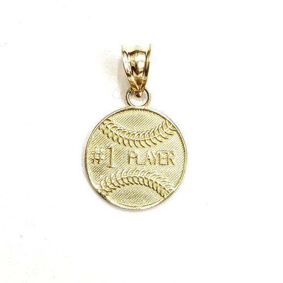 New 10k yellow Gold tiny baseball #1 player Pendant charm sport jewelry 1.1g