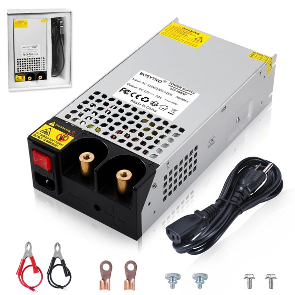 BOSYTRO AC to DC Converter 12V Power Supply 1000W Max 83A SMPS 110v to 12v converter Switching Power Supply Transformer for Car Radio/Stereos, RV, 3D Printer, Led Strip, Motor Pump, CCTV