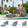 thumbnail image 4 of 5 PCS Outdoor Patio Furniture Set with Table&Ottoman Outdoor Furniture Patio Set Bistro Wicker Patio Set (Gray Wicker&Green Cushion), 4 of 7