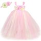 thumbnail image 3 of Vestido de princesa con tutú y encaje de diamantes de imitación para niña de flores, color rosa, para bodas, desfiles, vestidos de fiesta para niños, 3 of 5