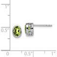 thumbnail image 5 of Sterling Silver Rhodium-Plated Polished Peridot Oval Post Earrings (8 X 5) Made In Thailand qe12626pe, 5 of 6