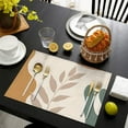thumbnail image 4 of Brown Boho Plant Pattern Summer Placemats Table Placemats Set Of 4-Linen Kitchen Washable Placemats Table Mats 11.8"x17.7"Non-Slip Heat Resistant, 4 of 6
