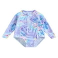thumbnail image 1 of QJUHUNG Kid Baby Girls One Piece Swimsuit Long Sleeve Zipper Swimwear Ruffle Rashguard Bathing Suits Beachwear, 1 of 9