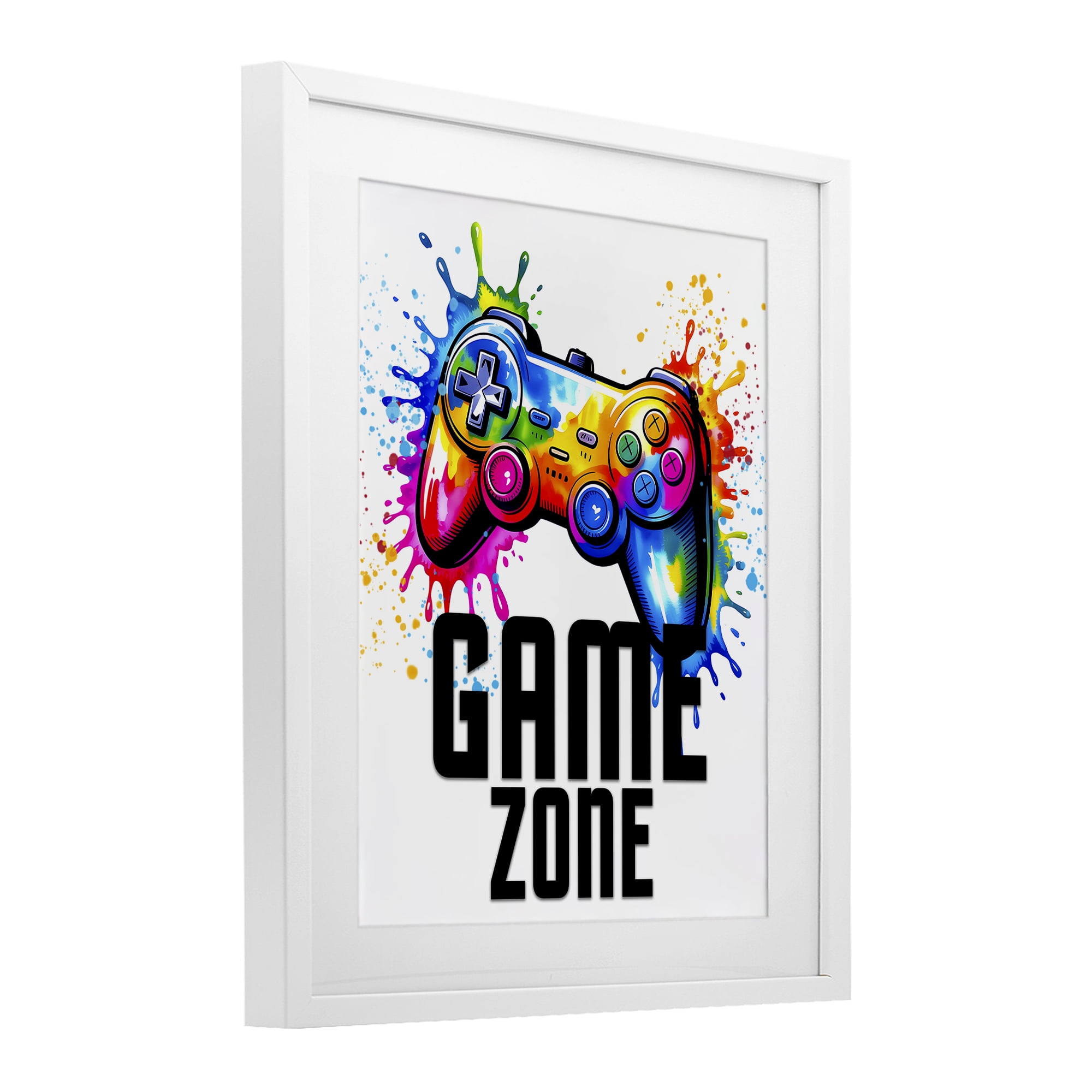 Stupell Industries Game Zone Splash White Framed Print Under Glass, design by Kim Allen