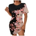 thumbnail image 1 of QIPOPIQ Robes pour Femmes Longues Fluides Robe à Étages Manches Courtes Imprimé Bohème Robe de Plage Robe d'Été Robe Longueur Genou Offres 2023, 1 of 6