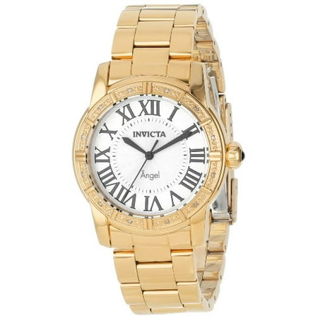 Invicta Women's 14374 Angel Silver Dial Diamond Accented 18k Gold Ion-Plated Stainless Steel Watch