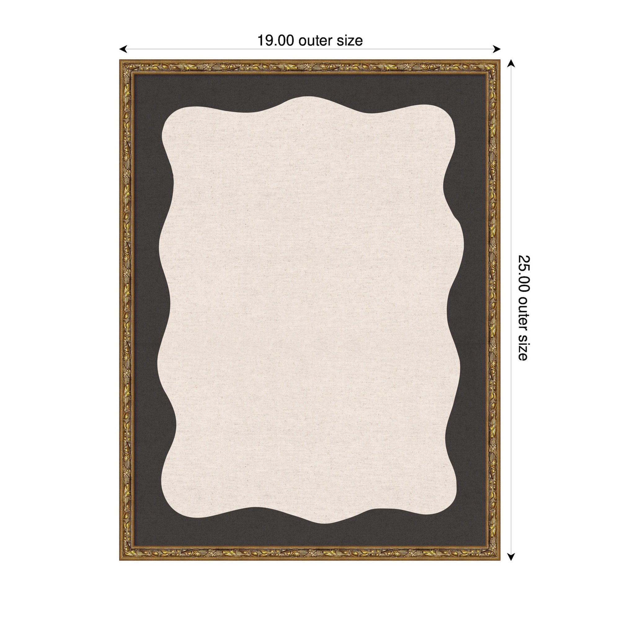 Kate and Laurel Framed Fabric Pinboard 19 x 25,  Printed Linen Decorative Bulletin Board for Use as a Vision Board or Wall Organization, Belvedere Bronze Frame