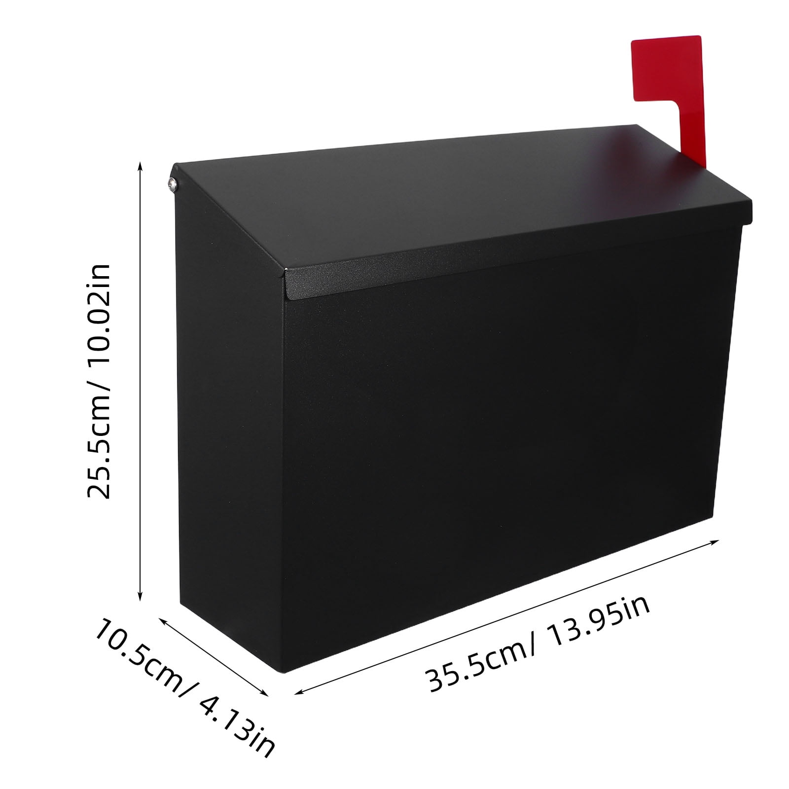 KALLORY Large Capacity Outdoor Wall-Mounted Mailbox in Black Stainless Steel for Secure Mail Storage