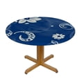 thumbnail image 3 of HAOXIT Blue Paisley Tablecloth Round Flower Abstract Pattern Waterproof Wipeable Table Cloth Cover Table Pad Cover for Dining Room Fitted Table 42-46, 3 of 8