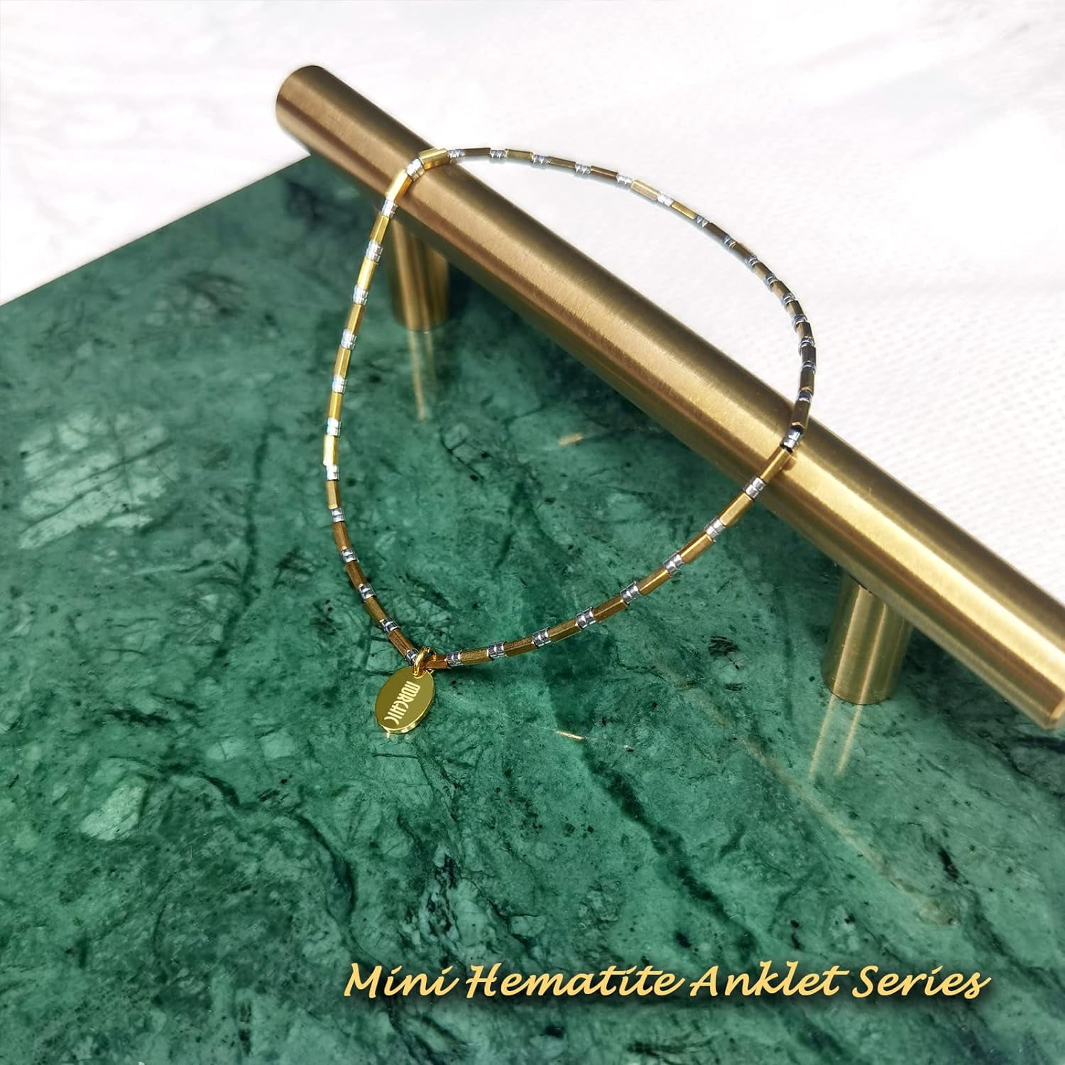 Womens Hematite Anklet, Handmade Foot Chain, Elastic Beach Chakra Jewelry[o5160]