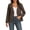 Coffee, variant on Women Casual Blazer Collarless V Neck Long Sleeve Solid Slim Work Business Jacket Straight Loose Office Blazer, Coffee M