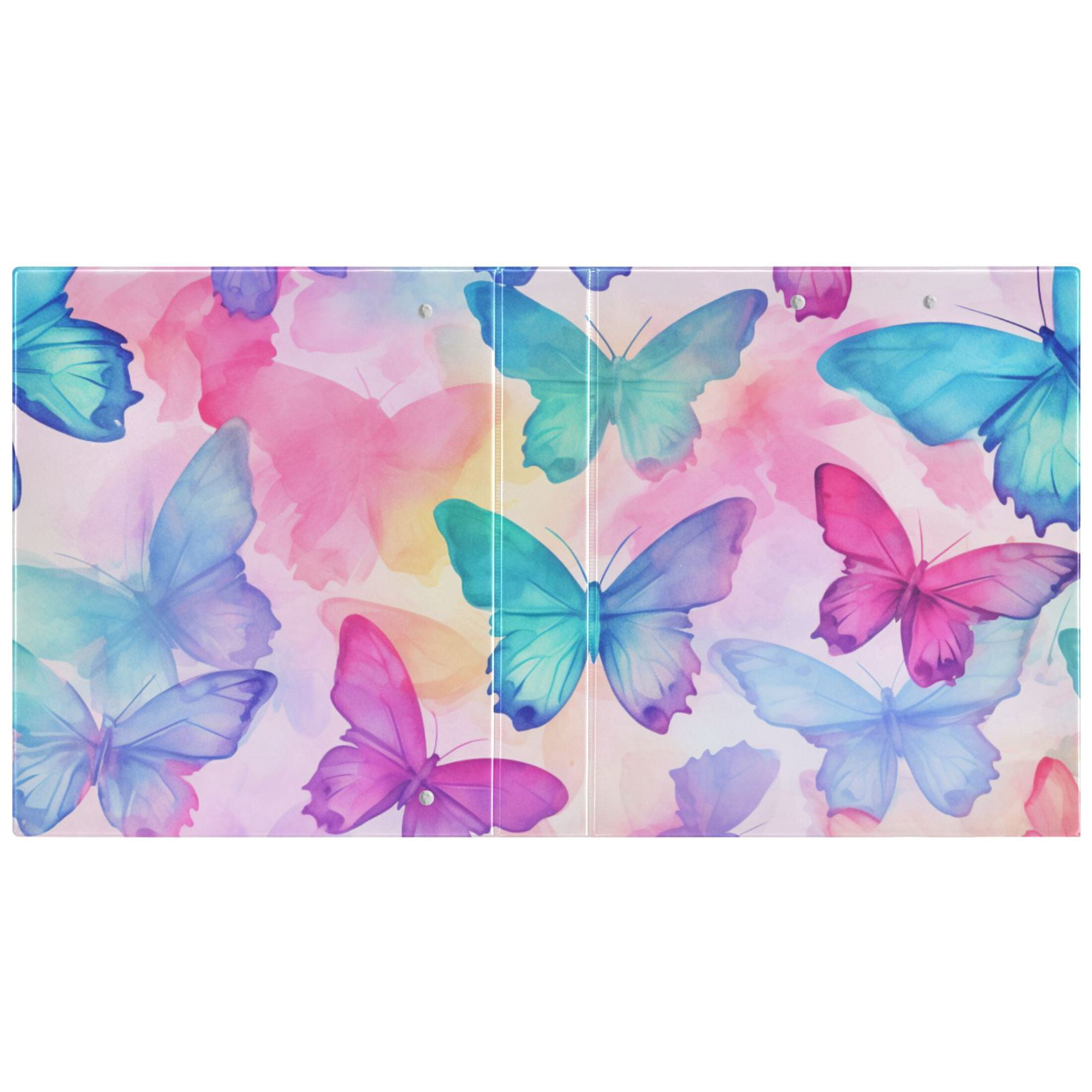 Gorgeous Butterfly 3 Ring Hardcover Binders 1.5" Round Rings for Letter-Size Folder Paper Organizer Pockets for Office Student Recipe 1 Pack