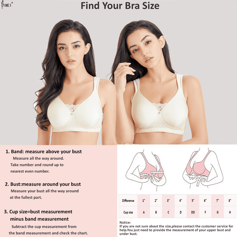 BIMEI Women's Mastectomy Bra Pockets Wireless Post-Surgery Invisible  Pockets for Breast Forms Everyday Bra Plus Size Bra 9818,Ivory White, 38B
